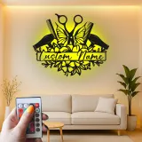 Personalized Hair Stylist Sign | Custom LED Metal Wall Art for Salon Decor | Beauty Studio Nameplate