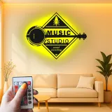 Insegna in metallo LED personalizzata per studio musicale - Regalo per musicisti, decorazione per studio di registrazione