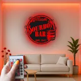 Custom Bourbon Bar Led Light Metal Wall Art Personalized Gift for Home Bar Man Cave Decor