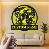 Custom Eagle Military Metal Sign | LED Lighted Veteran Wall Art | Personalized Patriotic Decor | Army Retirement Gift