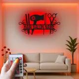 Custom LED Hair Salon Sign | Personalized Metal Wall Art for Stylists | Beauty & Barber Shop Decor