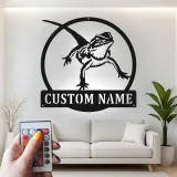 Personalisierte Bartagame LED Metall-Schild | Personalisierte Reptil-Silhouette Dekor | Beleuchtete Echsen-Wandkunst Geschenk