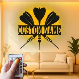 Insegna in metallo LED personalizzata per dartboard regalo per appassionati di freccette decorazione per sala giochi