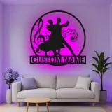 Cartel de metal personalizado de pareja de baile de salón con luz LED regalo para amantes de la danza decoración de estudio o salón