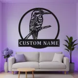 Insegna LED in metallo con kookaburra personalizzata | Decorazione murale faunistica | Accento personalizzato per patio | Regalo originale per amanti degli uccelli