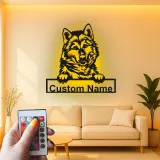 Custom Husky Led Light Metal Wall Art Personalized Dog Lover Gift Living Room Pet Decor 1