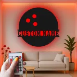 Insegna in metallo personalizzata con luce LED per palline da bowling, regalo personalizzato per appassionati di bowling, decorazione per sala giochi