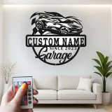 Insegna in metallo personalizzata garage auto sportiva con luce LED regalo per appassionati di auto decorazione per man cave