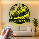 Panneau en métal sous-marin personnalisé avec rétroéclairage | Décoration murale nautique personnalisée | Décor océanique pour chambre d'enfant ou cadeau de marin