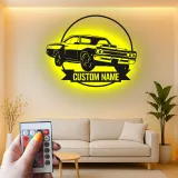 Insegna in metallo LED personalizzata per auto sportive - Regalo per appassionati di auto, decorazione per garage o stanza da uomo