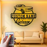 Personalisierte LED-Wandkunst aus Metall mit Oldtimer – Geschenk für Autoenthusiasten und Man-Cave-Deko