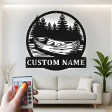 Personalisierte LED-Beleuchtung Metall-Wandkunst für Boot und Wald