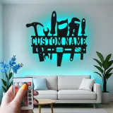 Custom Handyman Tools Sign | LED Metal Wall Art | Personalized Carpenter Workshop Decor | Industrial Garage Plaque