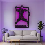 Insegna in metallo LED personalizzata con lanciatore di baseball - Regalo per appassionati di sport e decorazione per sala giochi