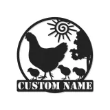Insegna in metallo LED Famiglia Pollo Personalizzata Regalo per Casa Decorazione Cucina Rustica