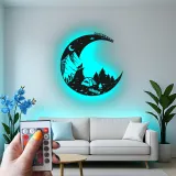 Insegna in metallo LED personalizzata con scena di campeggio regalo per appassionati di outdoor decor per cabin rustica