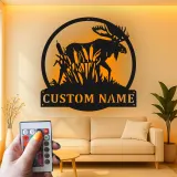 Custom Bull Moose LED Sign | Laser Cut Metal Wall Art | Rustic Cabin Decor | Personalized Hunting Lodge Gift