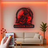 Insegna LED Motocross Personalizzata | Arte in Metallo Moto da Cross | Targhetta Nome Pilota per Garage o Stanza di Ragazzi