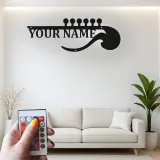 Letrero LED de guitarra personalizado | Decoración mural de metal personalizada para sala de música | Decoración con nombre para músico | Regalo para guitarrista