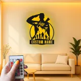 Insegna LED Silhouette Soldato Personalizzata | Insegna in Metallo Fatta a Mano | Tributo Patriottico ai Militari e Regalo per Veterani