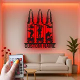 Personalized Soldier Silhouette LED Sign | Custom Military Metal Wall Art | Patriotic Veteran Tribute | Man Cave Decor With Name