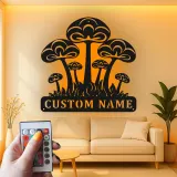 Psychedelic Mushroom LED Sign | Custom Metal Wall Art | Personalized Nature Decor for Bedroom | Fungi Lover Gift