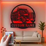 Décoration murale en métal LED personnalisée pour camion-benne - Cadeau pour passionnés de camions, décoration de garage ou de salle de jeux