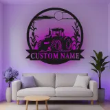 Cartel de metal LED de tractor personalizado Regalo para agricultores Decoración rústica para amantes de la agricultura