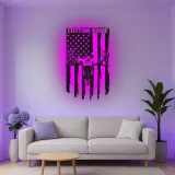 Cartel de metal personalizado con calavera de ciervo y bandera americana, regalo único para cazadores, decoración rústica para cabañas o man cave