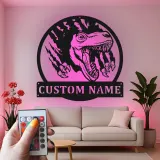 Décoration murale en métal personnalisée avec lumière LED en forme de dinosaure pour la chambre ou la salle de jeux des enfants 1