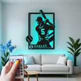 Enseigne LED personnalisée pour joueuse de softball | Décoration murale en métal avec prénom | Cadeau pour athlète