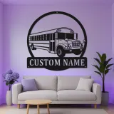 Custom School Bus LED Sign | Personalized Metal Wall Art | Bus Driver Gift for Garage or Classroom Decor