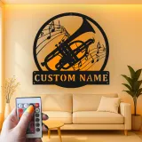 Custom Trumpet Led Light Metal Wall Art Personalized Musician Gift Music Room Decor for Brass Instrument Lovers 1