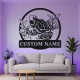 Insegna LED in metallo con rana | Arte murale personalizzata con anfibio | Regalo per amanti della natura per casa, ufficio o cameretta