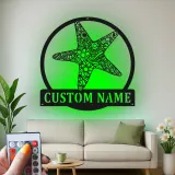 Personalized Starfish LED Sign | Custom Metal Wall Art | Coastal Beach House Decor & Nautical Business Logo