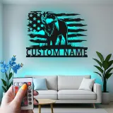 Insegna in metallo LED Bisonte Americano Personalizzata Regalo Patriottico Decorazione Rustica per Amanti della Fauna