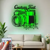 Custom Camera Led Light Metal Wall Art Personalized Photographer Gift Studio or Office Decor