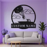 Panneau en métal personnalisé de parachutisme | Décoration de maison de plage avec nom personnalisé | Rétroéclairage mural océan pour maisons extérieures et côtières