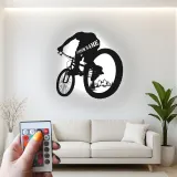 Insegna in Metallo per Mountain Biker Personalizzata | Arte da Parete LED per Ciclisti | Regalo per MTB e Decorazione Garage