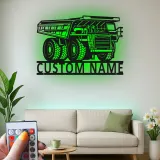 Insegna in metallo LED personalizzata a tema camion ribaltabile per appassionati di costruzione, regalo per garage o ufficio