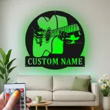 Personalized Guitar Player Metal Wall Art | LED Musician Name Sign for Music Room & Studio | Custom Guitarist Gift