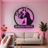 Insegna in metallo personalizzata con cane Boxer e farfalla luce LED regalo unico per amanti dei cani decorazione per soggiorno