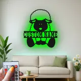 Personalisiertes Schaf LED Metall-Wandkunst für das Kinderzimmer – Geschenk für die Farmtier-Dekoration im Schlafzimmer