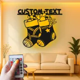 Décoration murale en métal LED personnalisée pour les chaussettes de Noël