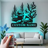 Custom Starfish Metal Sign | LED Ocean Reef Wall Art | Personalized Nautical Decor for Beach House | Coastal Marine Life