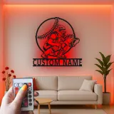 Custom Baseball Catcher Led Light Metal Wall Art Personalized Sports Gift for Baseball Fans Game Room Decor