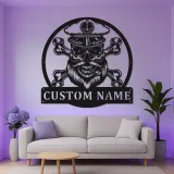 Letrero LED de Calavera Pirata Personalizado | Decoración Mural de Metal Personalizada | Decoración Náutica para Man Cave | Regalo de Huesos de Marinero