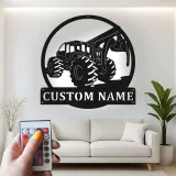 Cartel de metal personalizado para skidder | Arte mural de metal LED para cabaña | Regalo personalizado para leñadores y decoración forestal