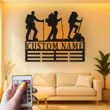 Custom Hiker LED Metal Art | Personalized Name Sign for Cabin Decor | Outdoor Enthusiast Gift