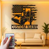 Panneau Métallique Routeur | Art Murale LED Personnalisée pour Contractant | Cadeau pour Opérateur de Machinerie Lourde | Décoration de Construction Personnalisée